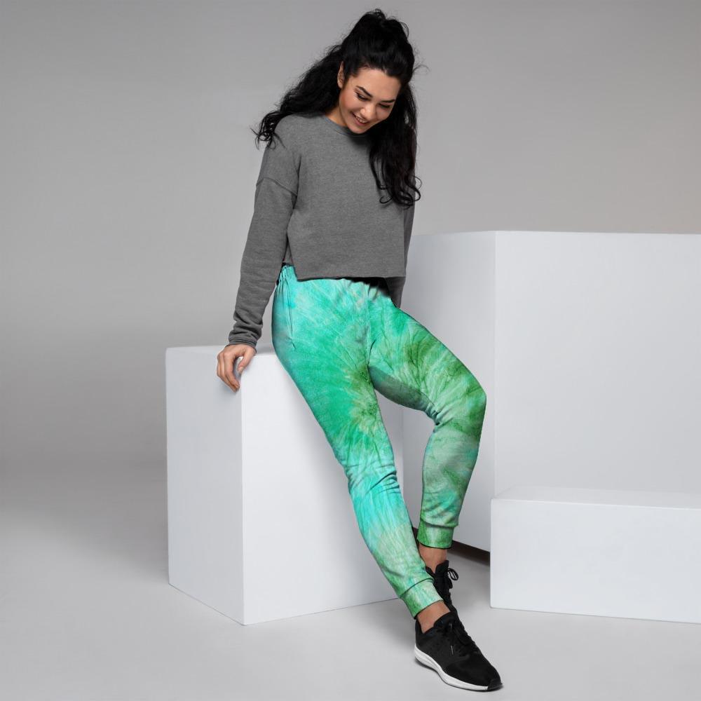 Blue And Green Tie Dye Women's Joggers-grizzshop