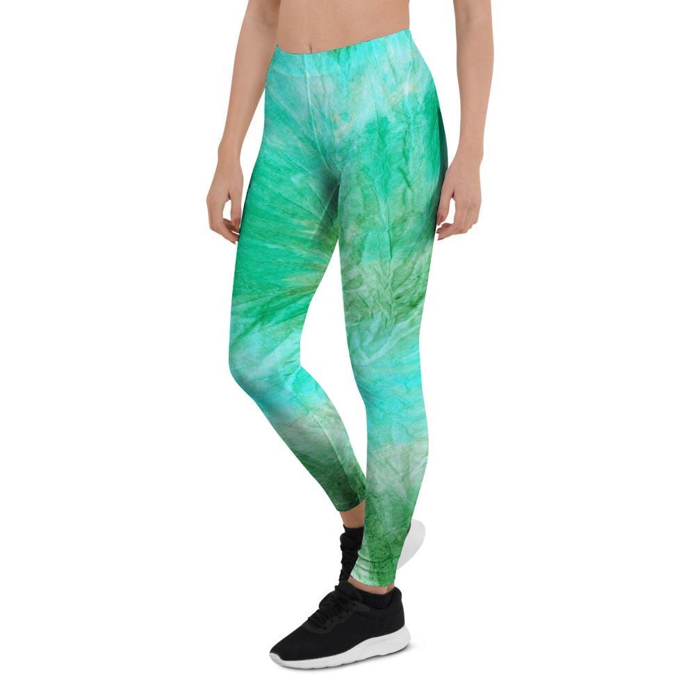 Blue And Green Tie Dye Women's Leggings-grizzshop