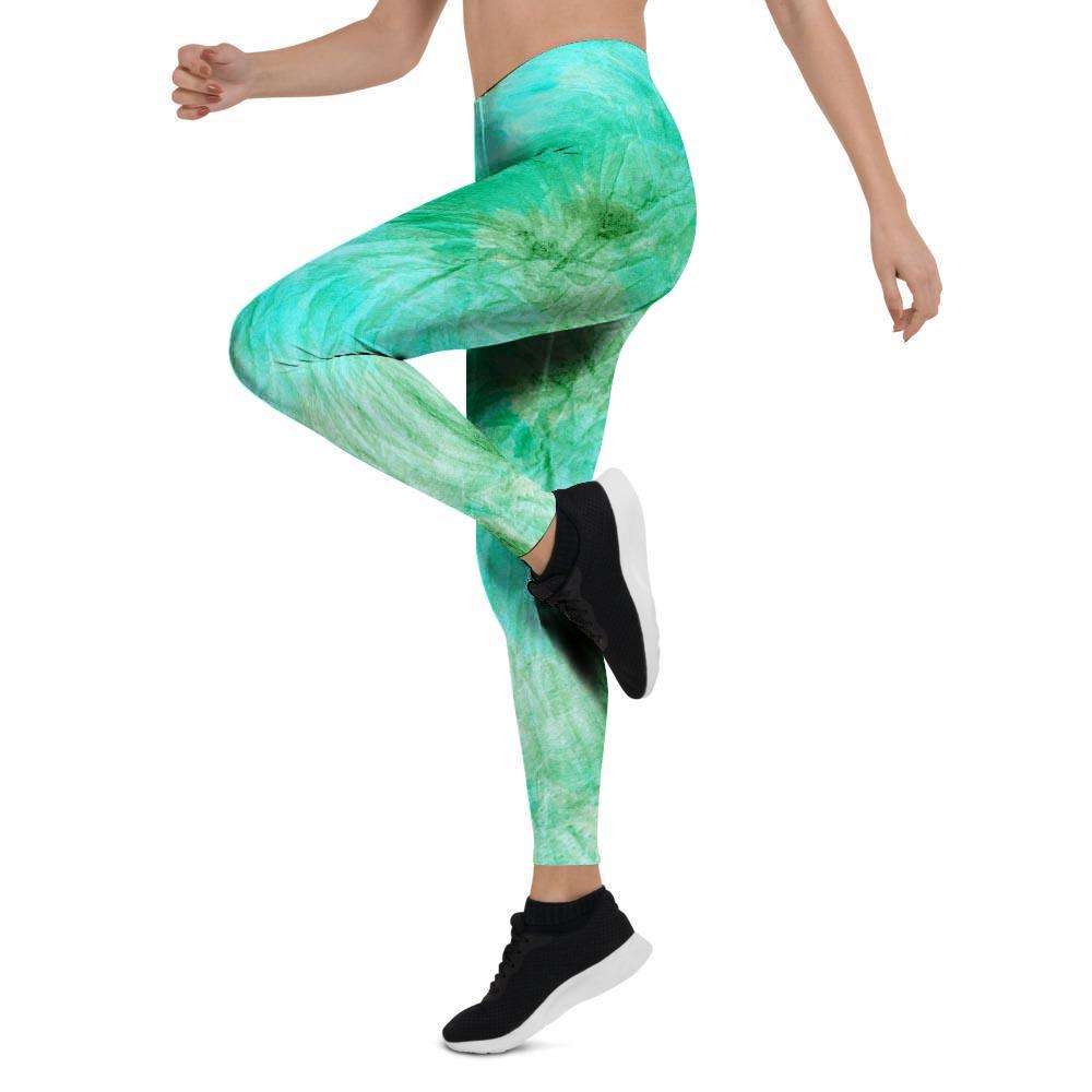 Blue And Green Tie Dye Women's Leggings-grizzshop