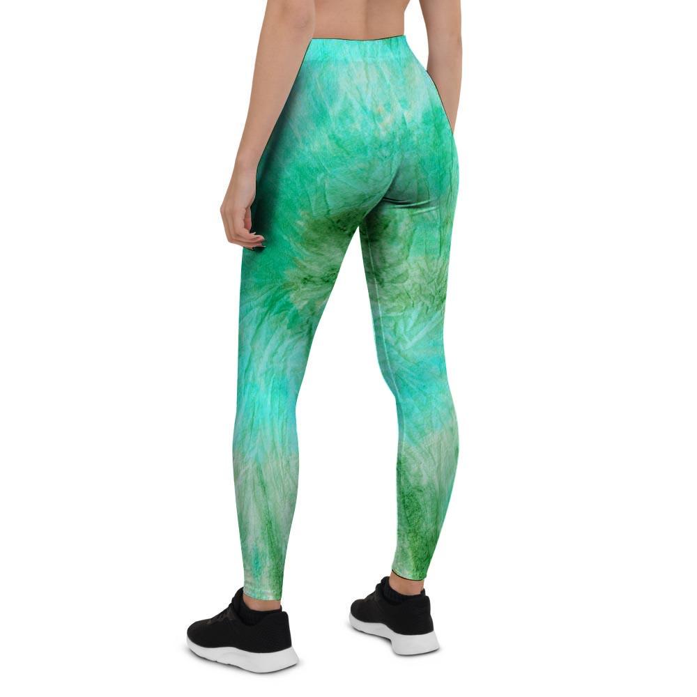 Blue And Green Tie Dye Women's Leggings-grizzshop