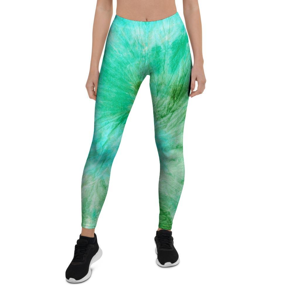 Blue And Green Tie Dye Women's Leggings-grizzshop