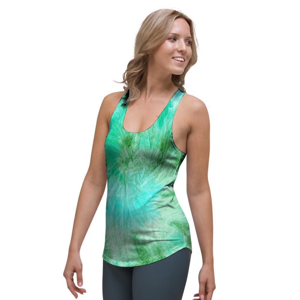 Blue And Green Tie Dye Women's Racerback Tank Top-grizzshop