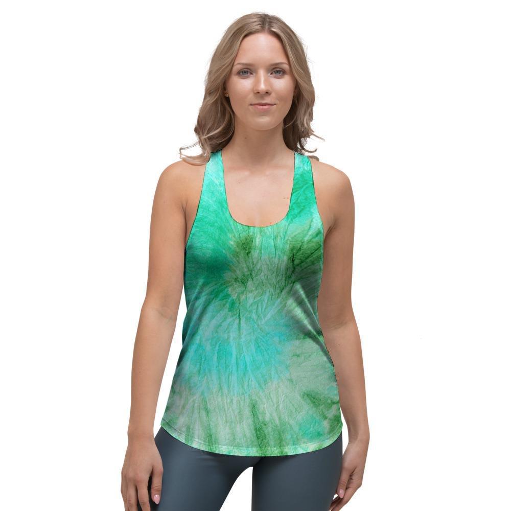 Blue And Green Tie Dye Women's Racerback Tank Top-grizzshop