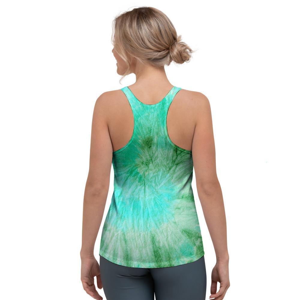Blue And Green Tie Dye Women's Racerback Tank Top-grizzshop