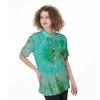 Blue And Green Tie Dye Women's Short Sleeve Shirts-grizzshop