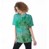 Blue And Green Tie Dye Women's Short Sleeve Shirts-grizzshop