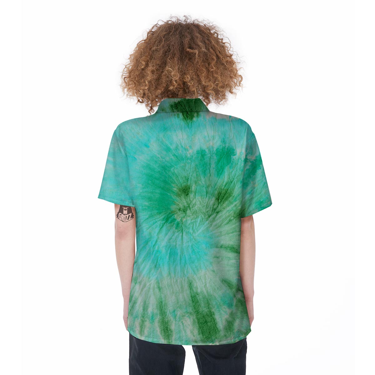 Blue And Green Tie Dye Women's Short Sleeve Shirts-grizzshop