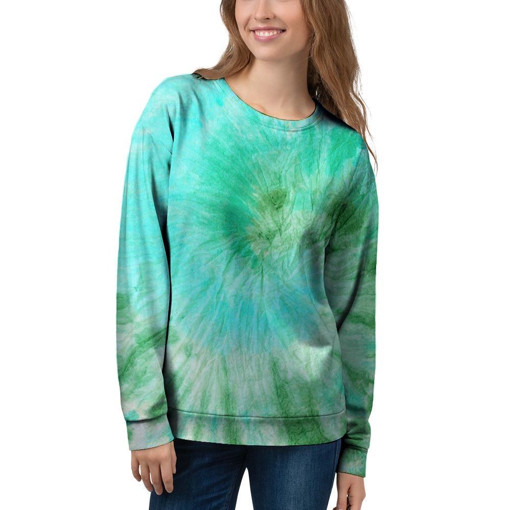 Blue And Green Tie Dye Women's Sweatshirt-grizzshop