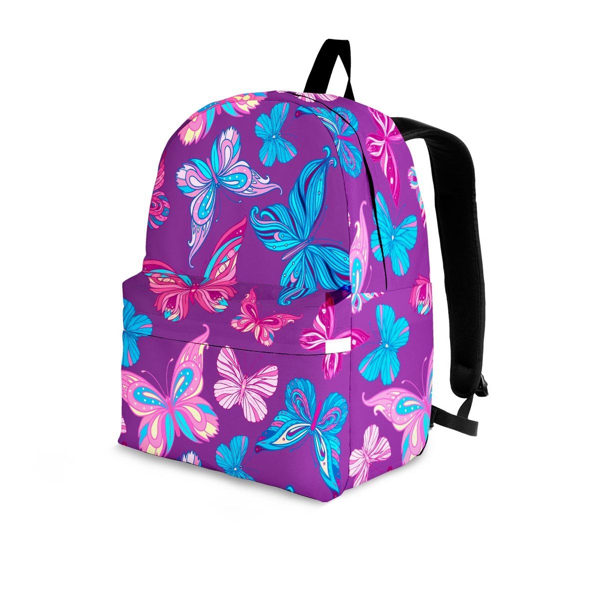 Blue And Pink Butterfly Print Backpack-grizzshop