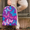 Blue And Pink Butterfly Print Backpack-grizzshop