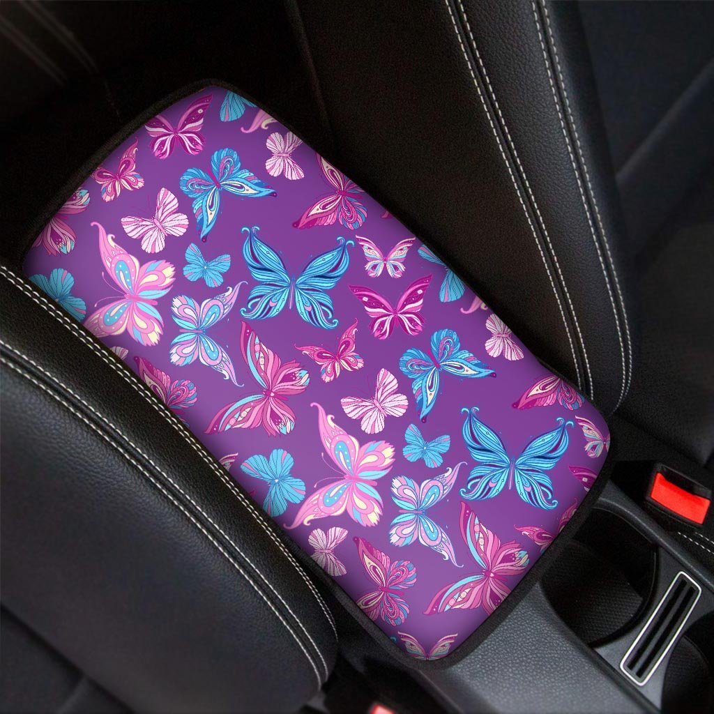 Blue And Pink Butterfly Print Car Console Cover-grizzshop