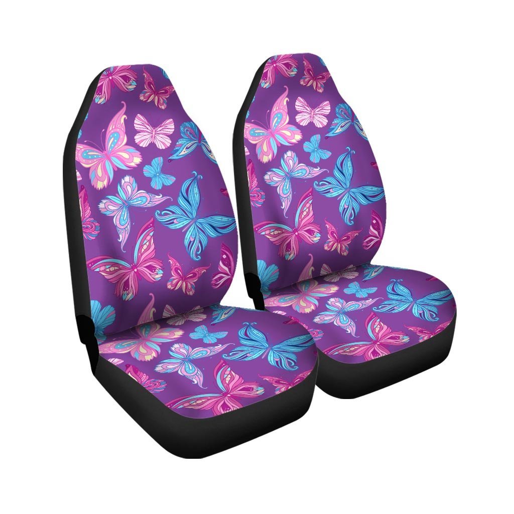 Blue And Pink Butterfly Print Car Seat Covers-grizzshop