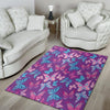 Blue And Pink Butterfly Print Floor Mat-grizzshop