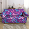 Blue And Pink Butterfly Print Loveseat Cover-grizzshop