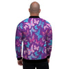 Blue And Pink Butterfly Print Men's Bomber Jacket-grizzshop