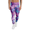 Blue And Pink Butterfly Print Men's Leggings-grizzshop