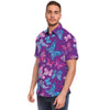 Blue And Pink Butterfly Print Men's Short Sleeve Shirt-grizzshop