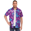 Blue And Pink Butterfly Print Men's Short Sleeve Shirt-grizzshop