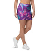 Blue And Pink Butterfly Print Mini Skirt-grizzshop