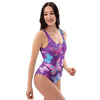 Blue And Pink Butterfly Print One Piece Swimsuite-grizzshop