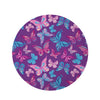 Blue And Pink Butterfly Print Round Rug-grizzshop