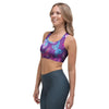 Blue And Pink Butterfly Print Sports Bra-grizzshop