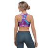 Blue And Pink Butterfly Print Sports Bra-grizzshop