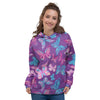 Blue And Pink Butterfly Print Women's Hoodie-grizzshop