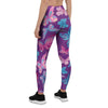 Blue And Pink Butterfly Print Women's Leggings-grizzshop