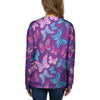 Blue And Pink Butterfly Print Women's Sweatshirt-grizzshop