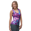 Blue And Pink Butterfly Print Women's Tank Top-grizzshop
