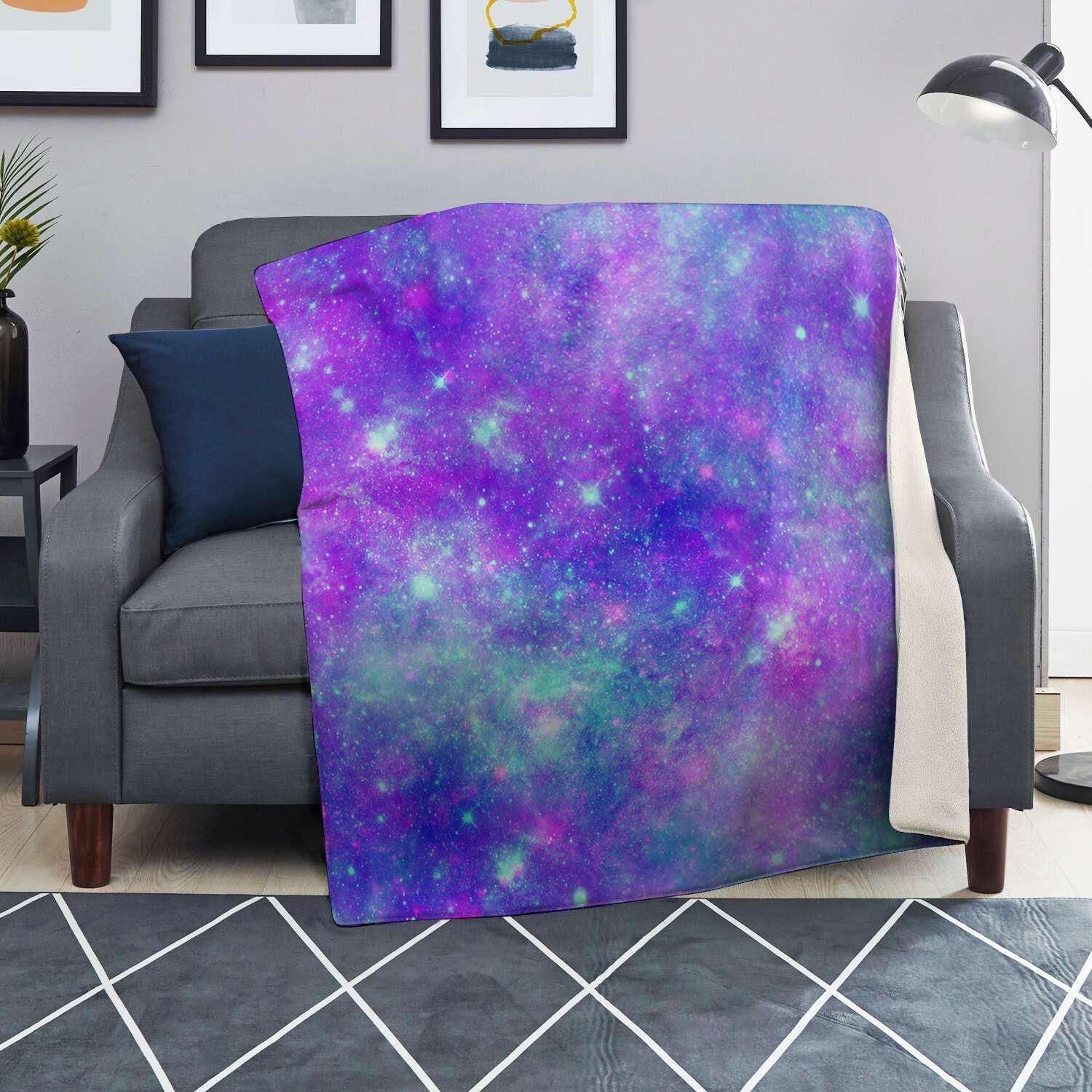 Blue And Pink Galaxy Space Blanket-grizzshop