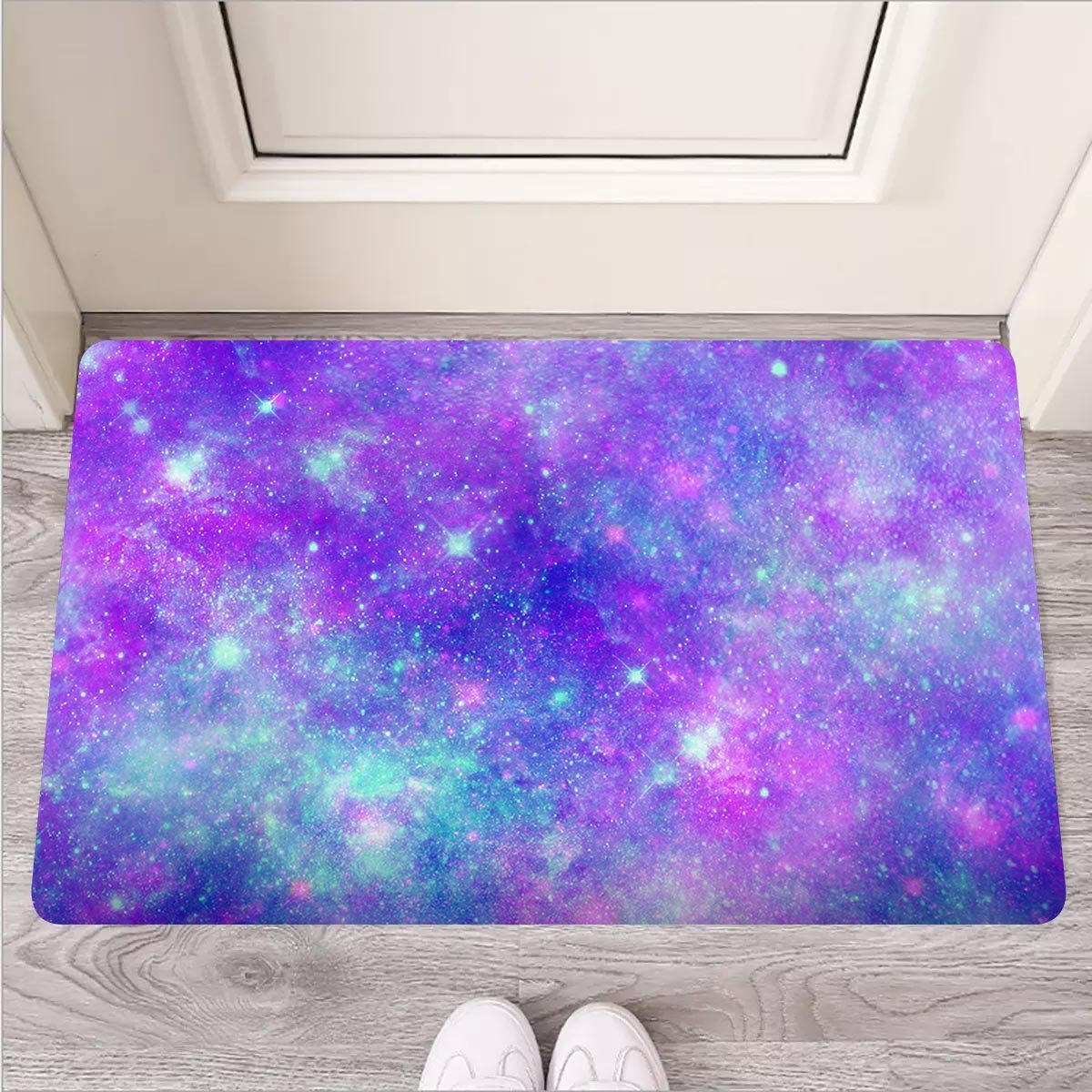 Blue And Pink Galaxy Space Door Mat-grizzshop