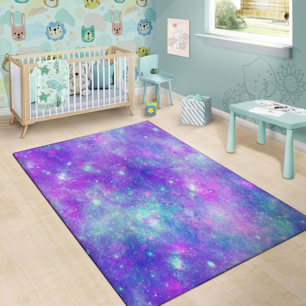 Blue And Pink Galaxy Space Floor Mat-grizzshop