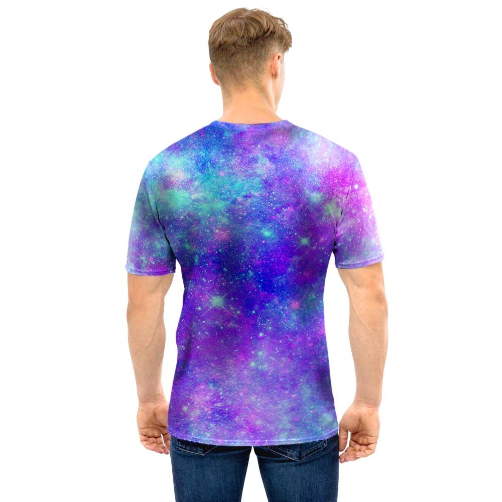 Blue And Pink Galaxy Space Men T Shirt-grizzshop