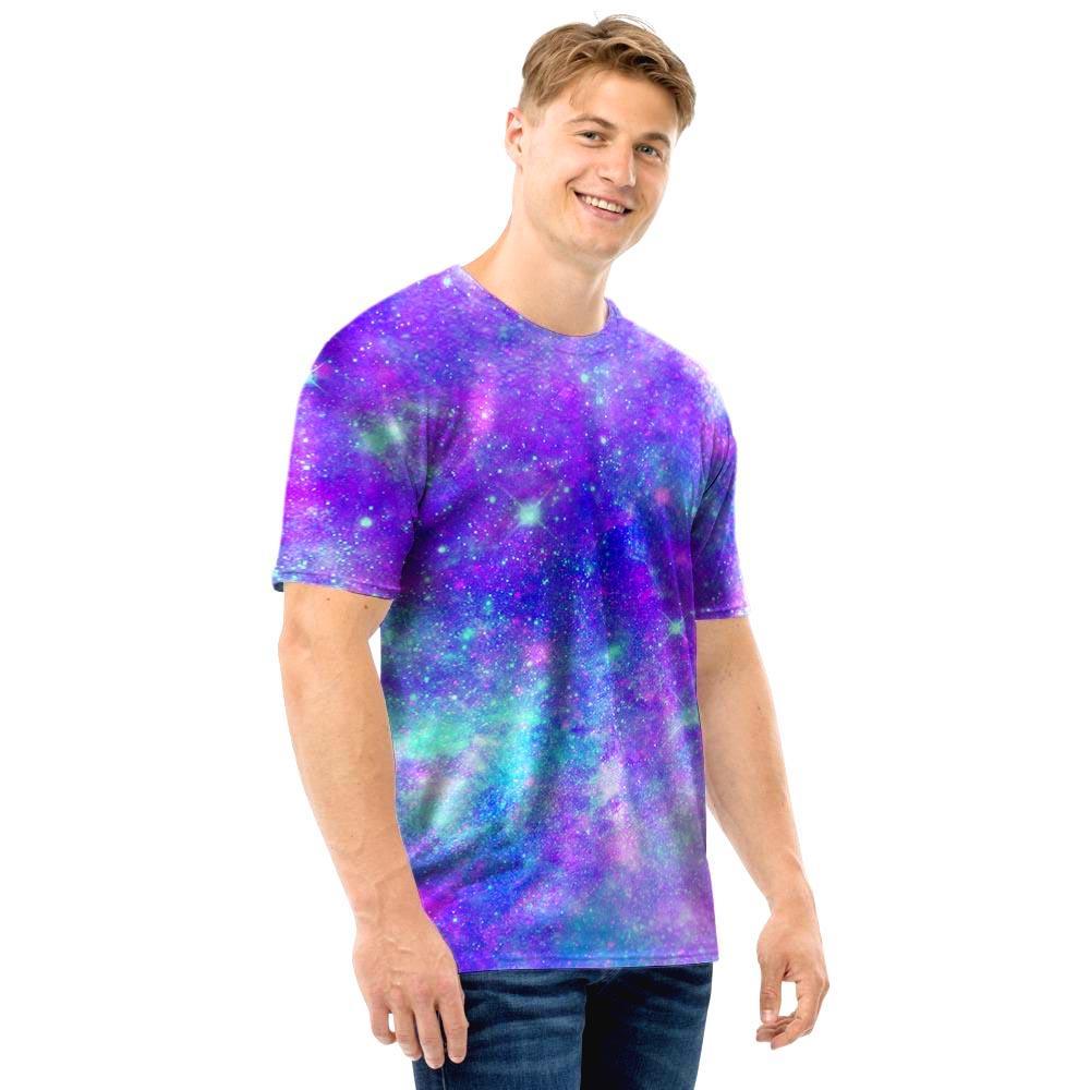 Blue And Pink Galaxy Space Men T Shirt-grizzshop