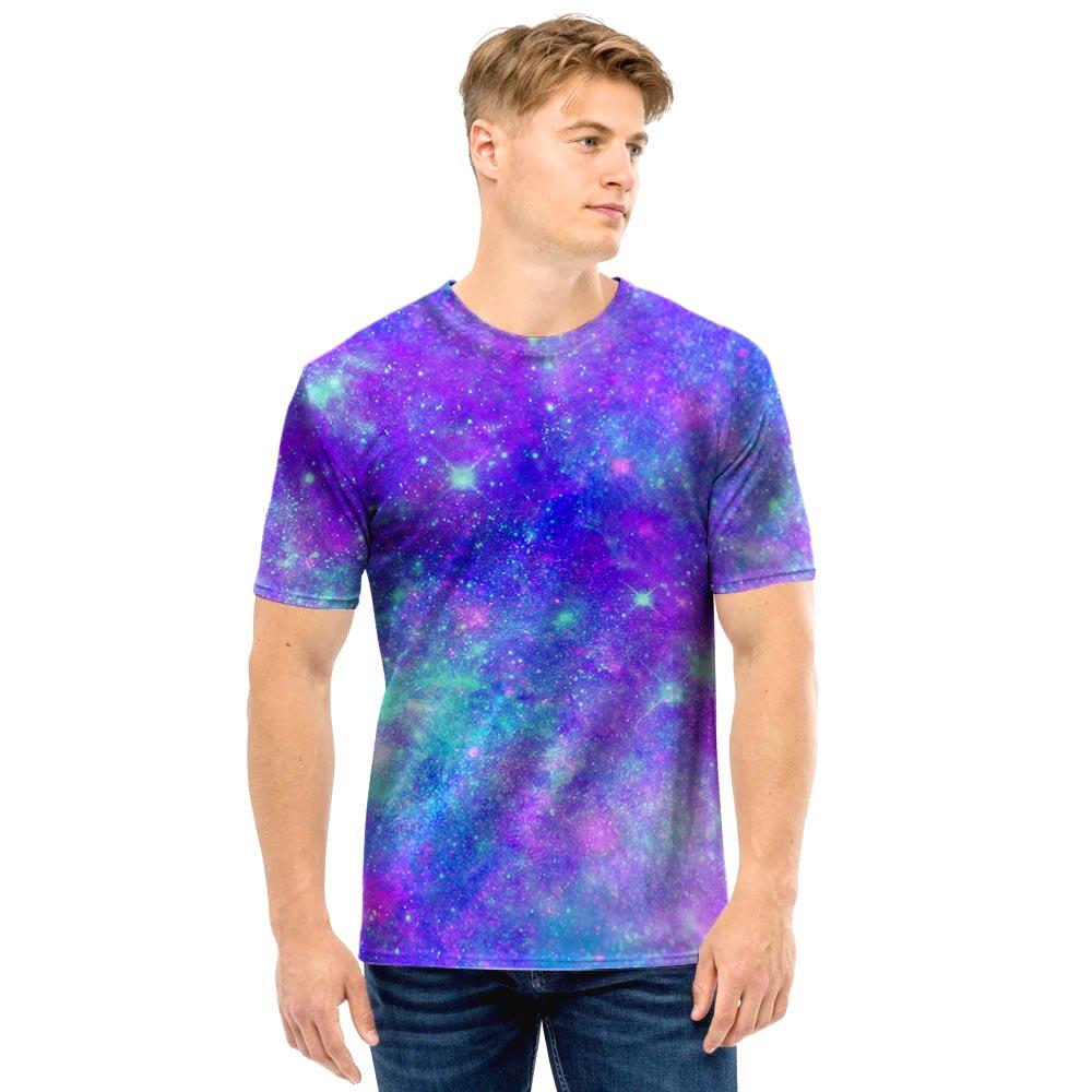 Blue And Pink Galaxy Space Men T Shirt-grizzshop