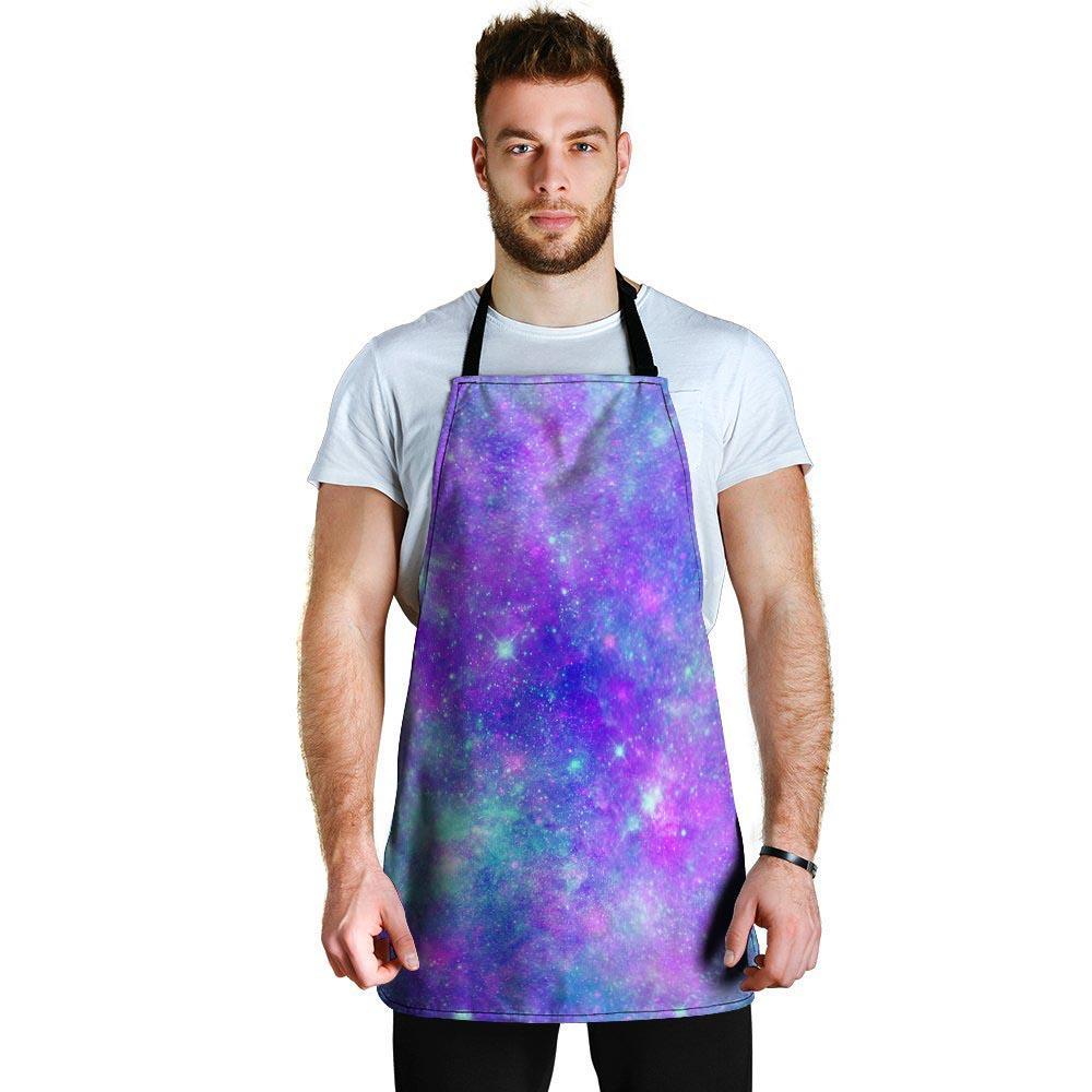 Blue And Pink Galaxy Space Men's Apron-grizzshop