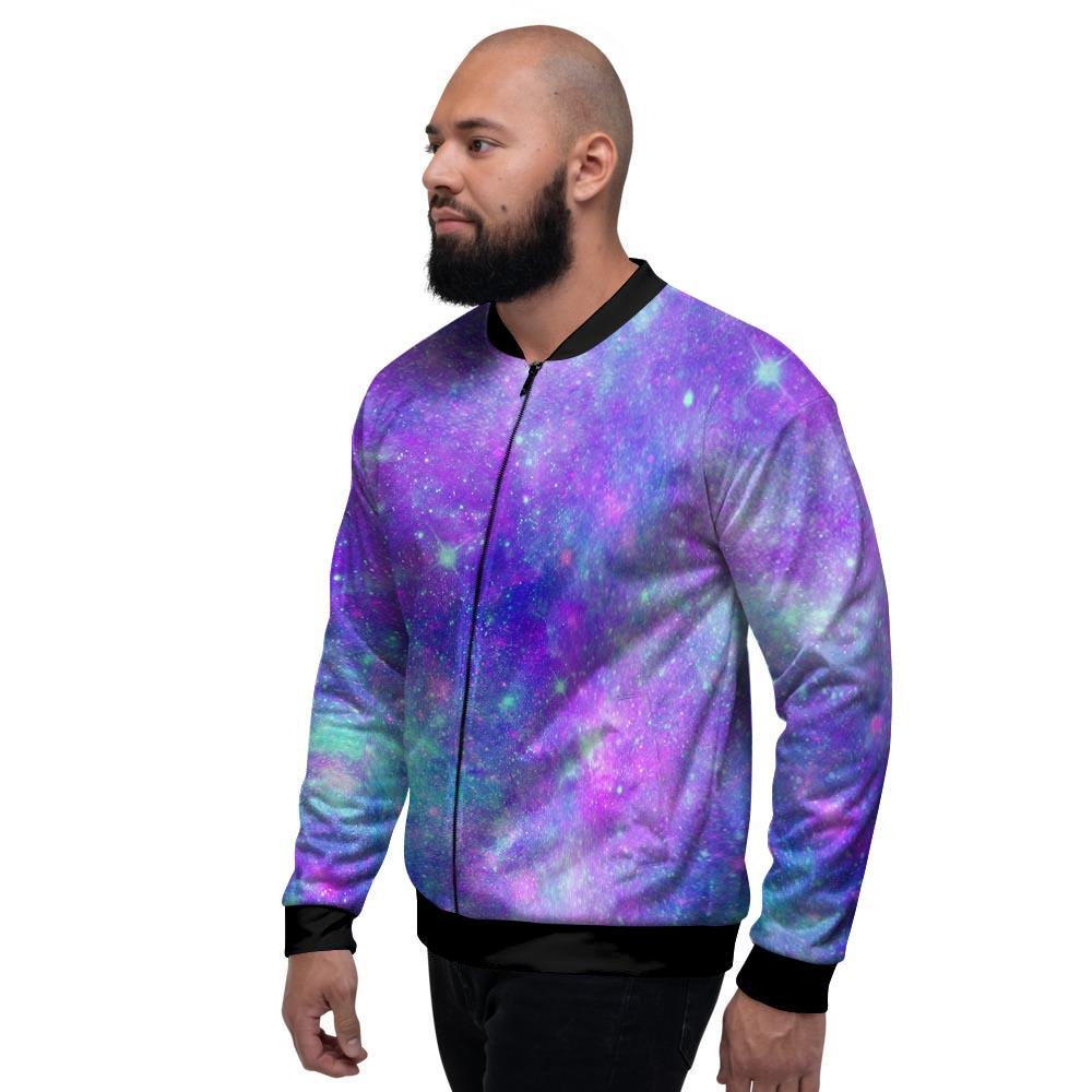 Blue And Pink Galaxy Space Men's Bomber Jacket-grizzshop