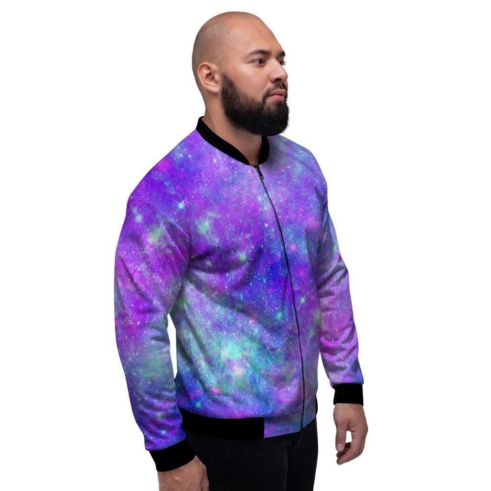 Blue And Pink Galaxy Space Men's Bomber Jacket-grizzshop