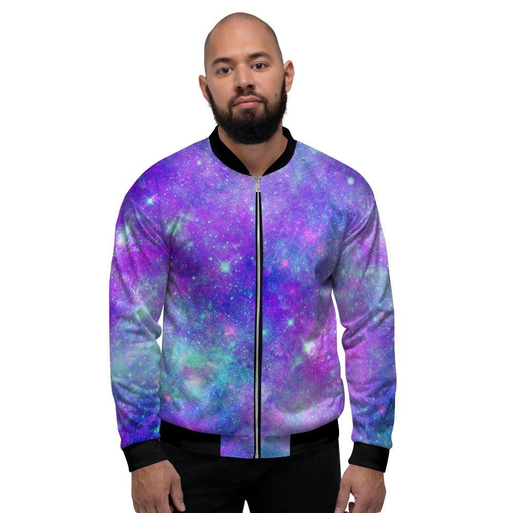 Blue And Pink Galaxy Space Men's Bomber Jacket-grizzshop