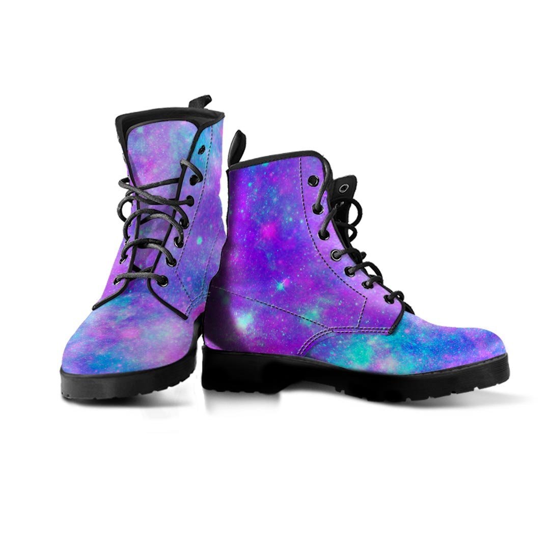 Blue And Pink Galaxy Space Men's Boots-grizzshop