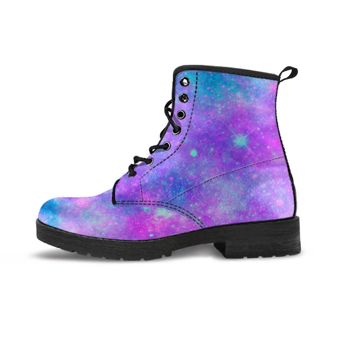 Blue And Pink Galaxy Space Men's Boots-grizzshop