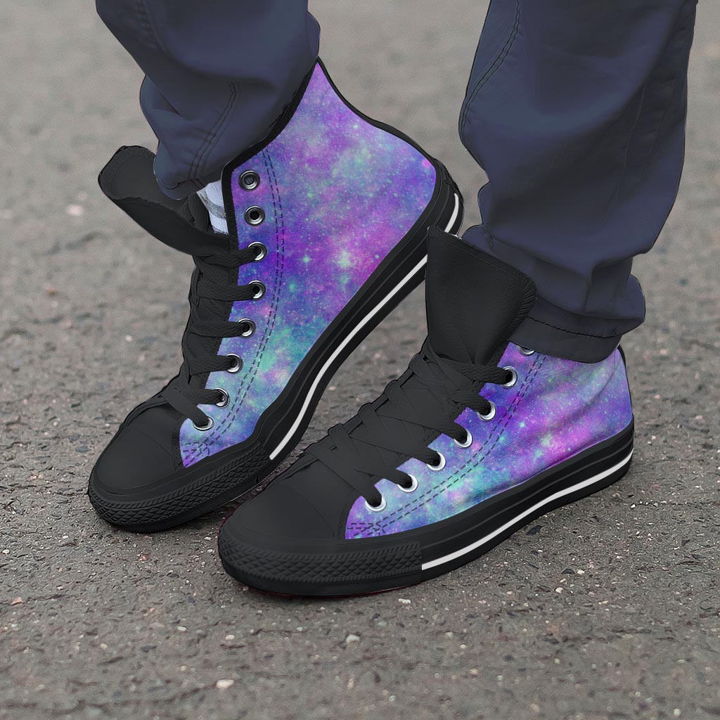 Blue And Pink Galaxy Space Men's High Top Shoes-grizzshop