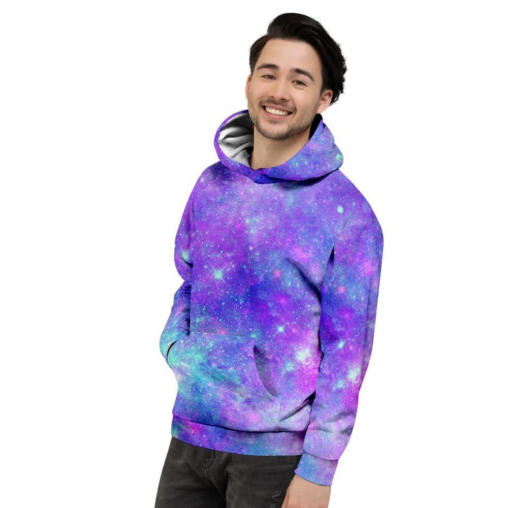 Blue And Pink Galaxy Space Men's Hoodie-grizzshop