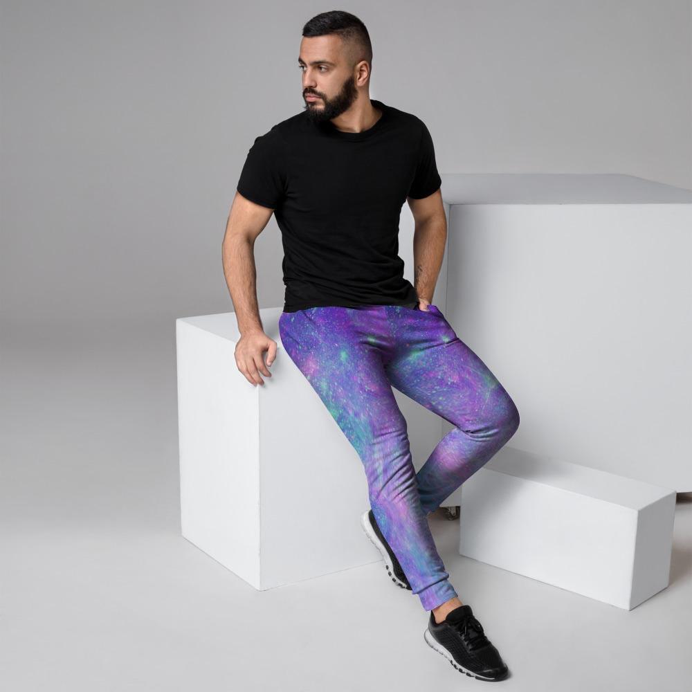 Blue And Pink Galaxy Space Men's Joggers-grizzshop