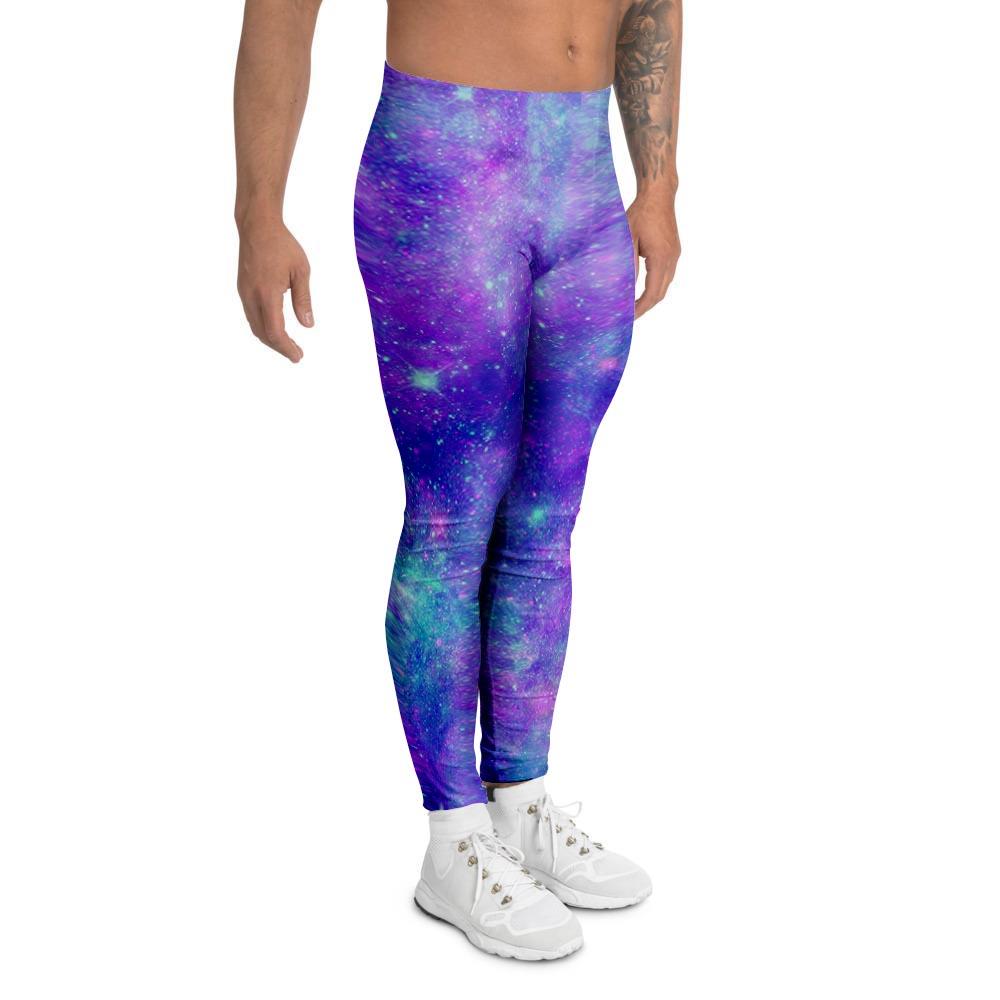 Blue And Pink Galaxy Space Men's Leggings-grizzshop