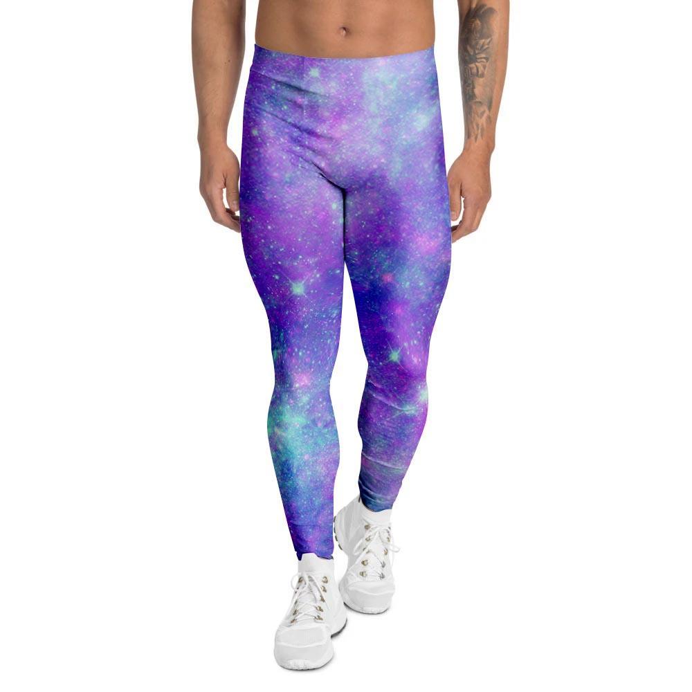 Blue And Pink Galaxy Space Men's Leggings-grizzshop