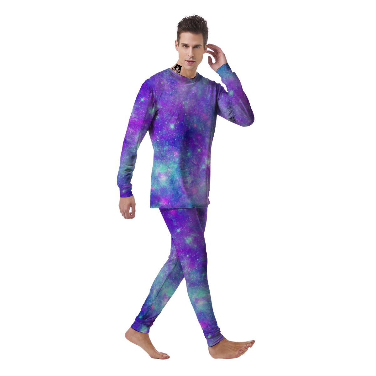 Blue And Pink Galaxy Space Men's Pajamas-grizzshop