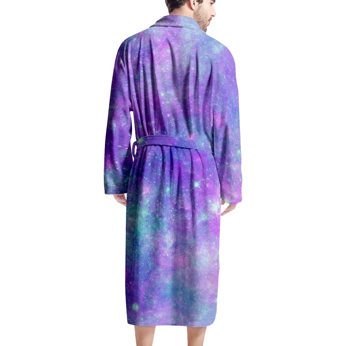 Blue And Pink Galaxy Space Men's Robe-grizzshop